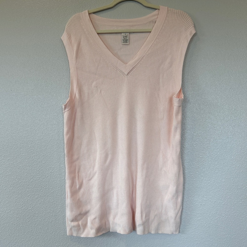 Merona Pink‎ Ribbed V-Neck Sweater Vest Sleeveless Knit Top Women's 2X